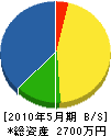 椎名水道工業所 貸借対照表 2010年5月期