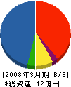 若松港湾工業 貸借対照表 2008年3月期
