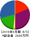 佐々木工業 貸借対照表 2010年8月期