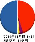 志茂建設 貸借対照表 2010年11月期
