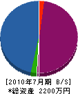 藤吉造園 貸借対照表 2010年7月期