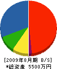 鶴田工務店 貸借対照表 2009年8月期