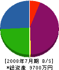 元木工業 貸借対照表 2008年7月期