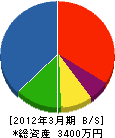 中田設備工業 貸借対照表 2012年3月期