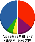 釧路電設 貸借対照表 2012年12月期