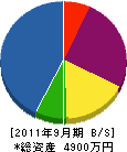 神田電機 貸借対照表 2011年9月期