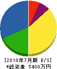 石走造園 貸借対照表 2010年7月期