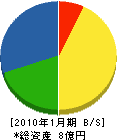 日本ガス水道 貸借対照表 2010年1月期