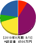 タチカワ電工 貸借対照表 2010年8月期 タチカワ電工 貸借対照表 2010年8月期
