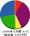 内外塗工 貸借対照表 2008年12月期 内外塗工 貸借対照表 2008年12月期