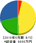 日本カッター 貸借対照表 2010年8月期