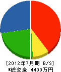 せきや水道社 貸借対照表 2012年7月期