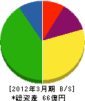 上野ガス 貸借対照表 2012年3月期