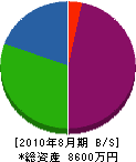 田中建築 貸借対照表 2010年8月期