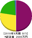 徳川設備 貸借対照表 2010年9月期