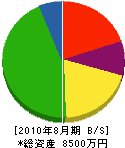 西田管工 貸借対照表 2010年8月期
