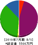 萩野設備工業 貸借対照表 2010年7月期