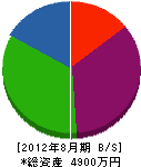 長島設備 貸借対照表 2012年8月期