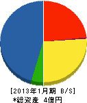 熊本海道工業 貸借対照表 2013年1月期