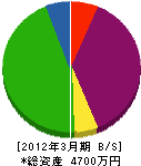 クミカワ塗装 貸借対照表 2012年3月期