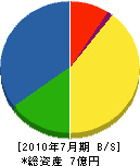 イワキ潜建 貸借対照表 2010年7月期