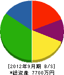 樫山鉄工所 貸借対照表 2012年9月期