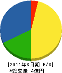前橋ガス事業(同) 貸借対照表 2011年3月期 前橋ガス事業(同) 貸借対照表 2011年3月期