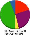 横田運動具店 貸借対照表 2011年8月期