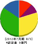 矢田川建設 貸借対照表 2012年7月期