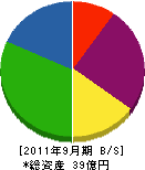 新居浜鉄工所 貸借対照表 2011年9月期