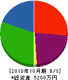 北川鉄工所 貸借対照表 2010年10月期
