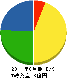 岩崎配管工事店 貸借対照表 2011年8月期