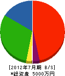 賀沢水道 貸借対照表 2012年7月期